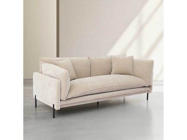 Met veren bezet stoffen 3-zits bankhoes - taupe - afbeelding 4 van  5