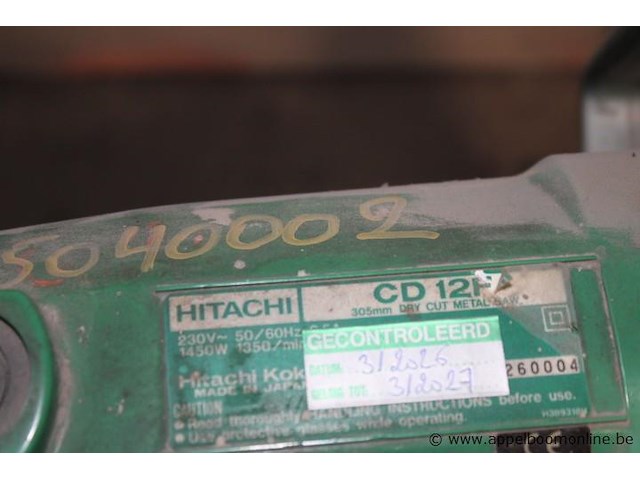 Metaalafkortzaag, hitachi, cd 12f, 305mm, 230v, 1450w, werking niet gekend - afbeelding 2 van  2