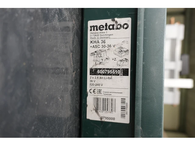 Metabo kha 36 ltx accu-boorhamer met 36v accu - afbeelding 4 van  6