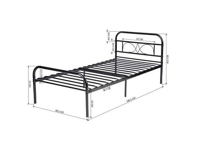 Metalen bed voor eenpersoonsbed 90 x 190 - afbeelding 5 van  5