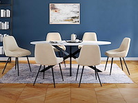 Metalen beenstoelen - beige fluweel (x6) - afbeelding 1 van  7