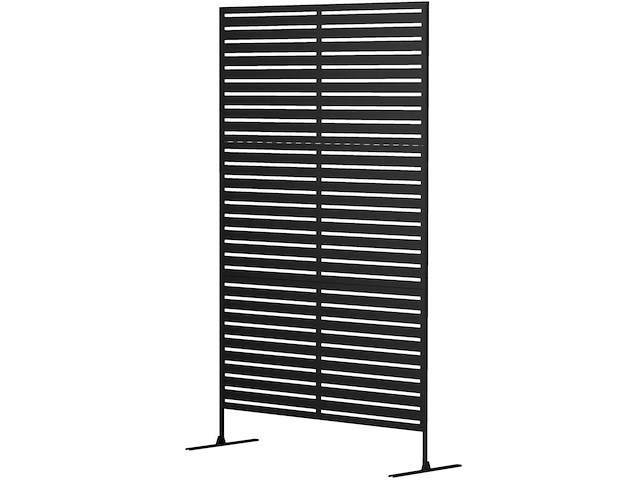 Metalen buitenruimteverdeler, lattenontwerp, decoratieve scheidingswand voor terras, tuin, balkon, zwart - afbeelding 2 van  4