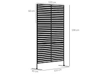 Metalen buitenruimteverdeler, lattenontwerp, decoratieve scheidingswand voor terras, tuin, balkon, zwart - afbeelding 3 van  4