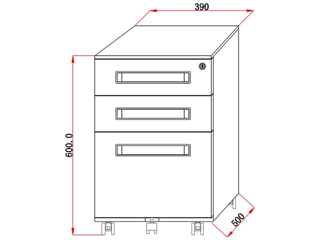 Metalen bureau archiefkast - 3 lades - afbeelding 3 van  8