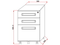 Metalen bureau archiefkast - 3 lades - afbeelding 3 van  8