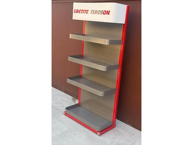 Metalen display-/winkelrek van loctite teroson - 4 laadvlakken/legplanken - afbeelding 3 van  6