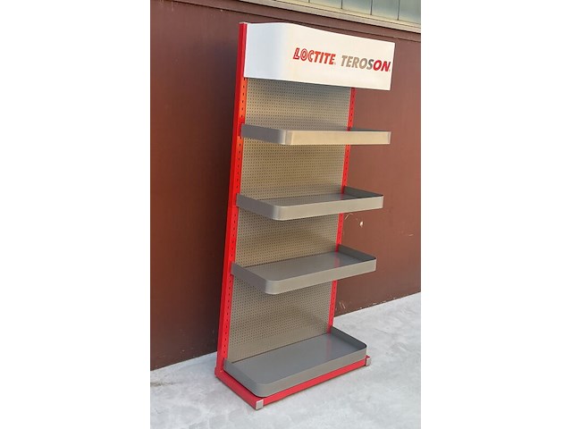Metalen display-/winkelrek van loctite teroson - 4 laadvlakken/legplanken - afbeelding 6 van  6