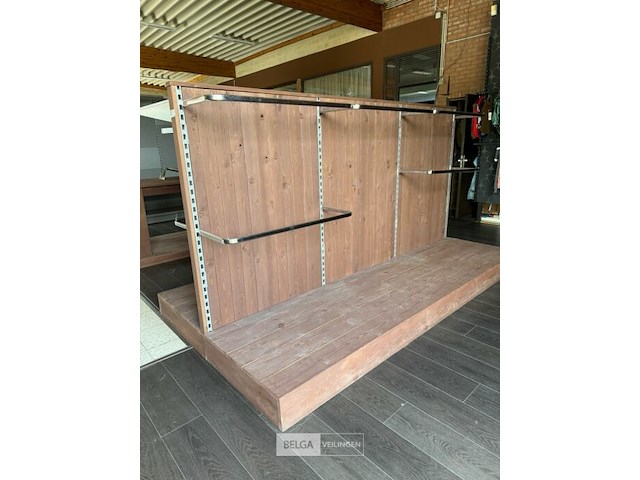 Metalen dubbele rek met hout bekleed - afbeelding 1 van  3