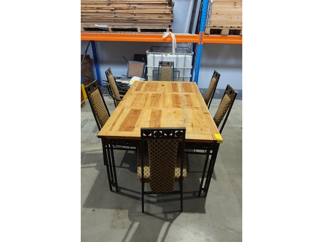 Metalen eettafel + 6x stoel - afbeelding 1 van  2