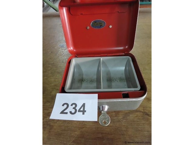 Metalen geldkoffer met sleutel - afbeelding 1 van  3