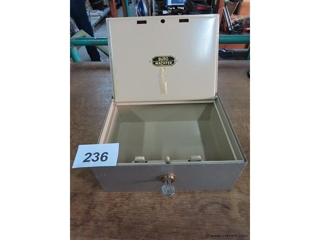 Metalen geldkoffer met sleutel - afbeelding 1 van  3