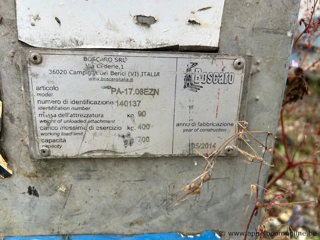 Metalen opbergkist boscaro pa-17.08ezn, bouwjaar 2014. eigen gewicht 90 kg, maximaal laadvermogen 400 kg. - afbeelding 2 van  2