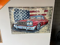 Metalen plaat rode auto