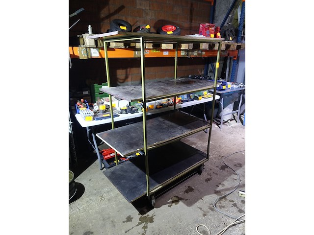 Metalen rek op wielen met 4 niveau's - b. 65cm - l.1,00m-h.1,62m - afbeelding 2 van  4