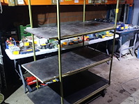 Metalen rek op wielen met 4 niveau's - b. 65cm - l.1,00m-h.1,62m - afbeelding 2 van  4