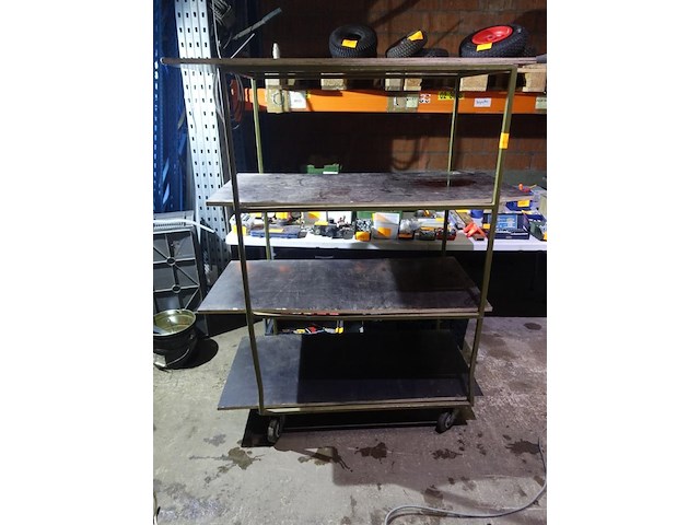 Metalen rek op wielen met 4 niveau's - b. 65cm - l.1,00m-h.1,62m - afbeelding 3 van  4