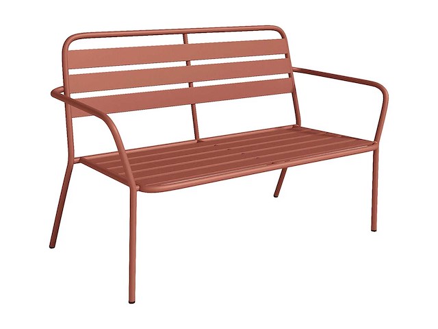 Metalen tuinbank - terracotta - afbeelding 1 van  3