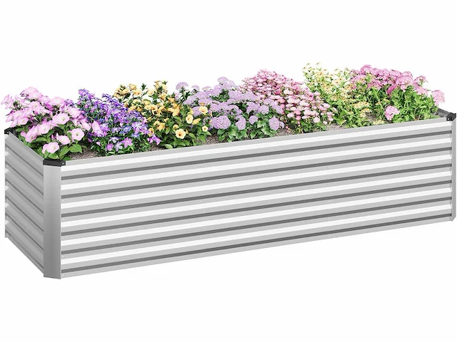 Metalen verhoogde tuin, buitengroentetuin, 238x80x56cm, zilver - afbeelding 2 van  8