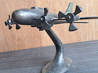 Metalen vliegtuig bommenwerper wo2 b-17 flying fortress.met gepatineerde afwerking l 340mm b 560mm h 270mm - afbeelding 2 van  5