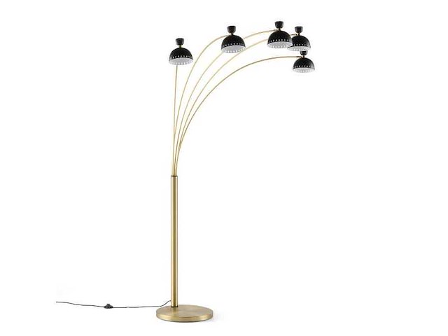 Metalen vloerlamp met meerdere boog - zwart - afbeelding 4 van  6