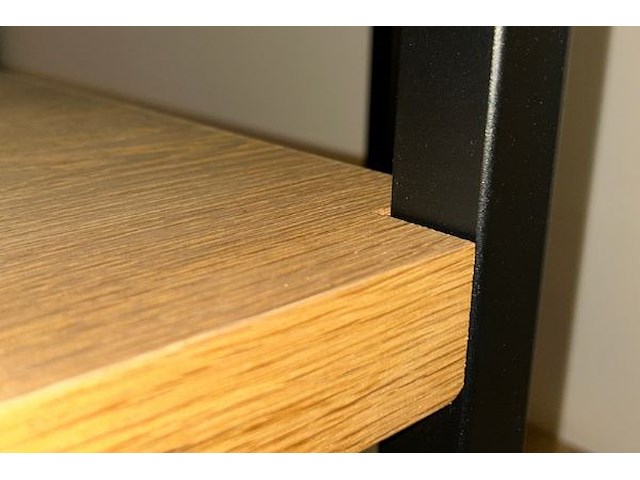 Metalen wandrek met houten plankjes - afbeelding 4 van  6