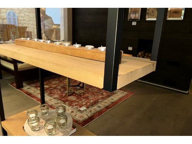 Metalen wandrek met houten plankjes - afbeelding 5 van  6