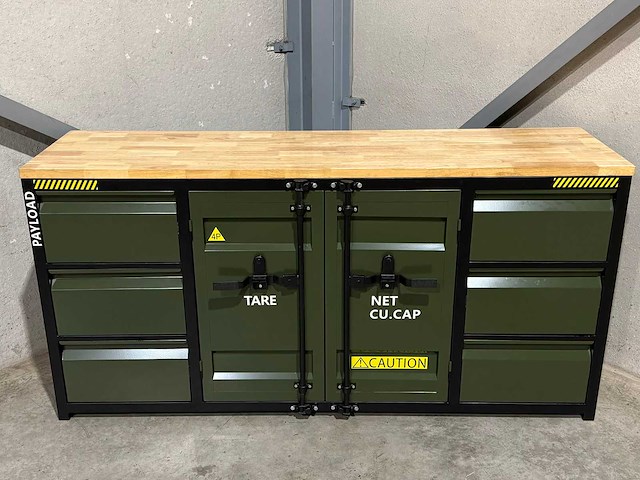 Metalen werkbank met houten werkblad - afbeelding 12 van  14