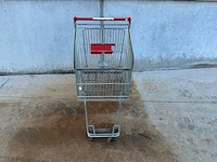 Metalen winkelwagen met rode handgreep – inclusief kinderzitje