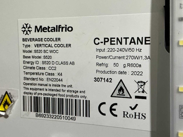 Metalfrio s520 vertical cooler koelvitrine (7x) - afbeelding 5 van  5