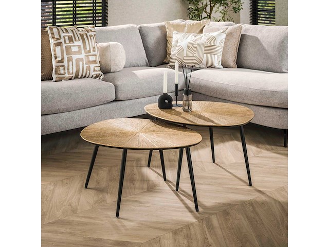 Metallic antiek goud salontafel set/2 - ray metal organic - afbeelding 1 van  5