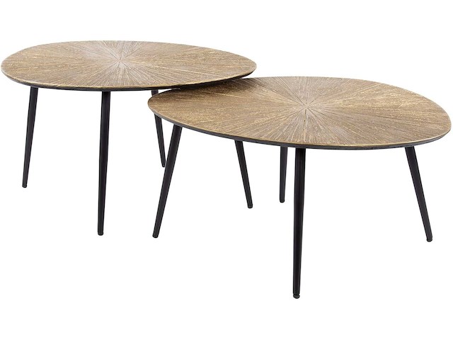 Metallic antiek goud salontafel set/2 - ray metal organic - afbeelding 3 van  5