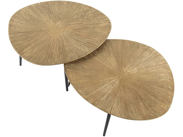 Metallic antiek goud salontafel set/2 - ray metal organic - afbeelding 5 van  5