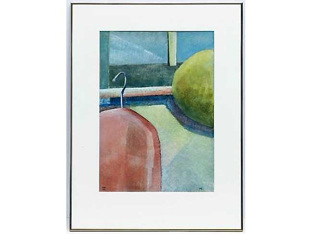 Metten koornstra - geabstraheerd stilleven met jas aan hanger - pastel op papier - 1967 - afbeelding 1 van  2