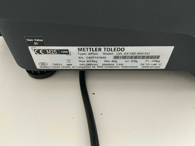 Mettler toledo u2l-ee15d-0e0 eu weegschaal met printer overige keukenapparatuur - afbeelding 4 van  6
