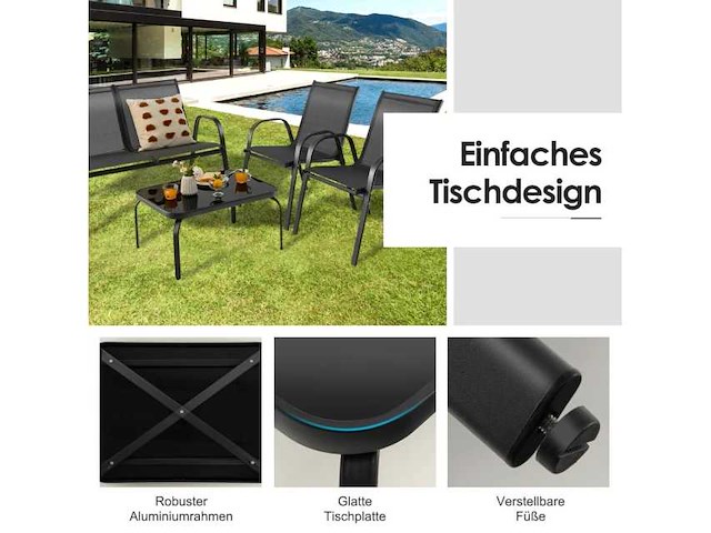 Meubelset - 4 delen met modern ontwerp en stalen constructie - afbeelding 6 van  7