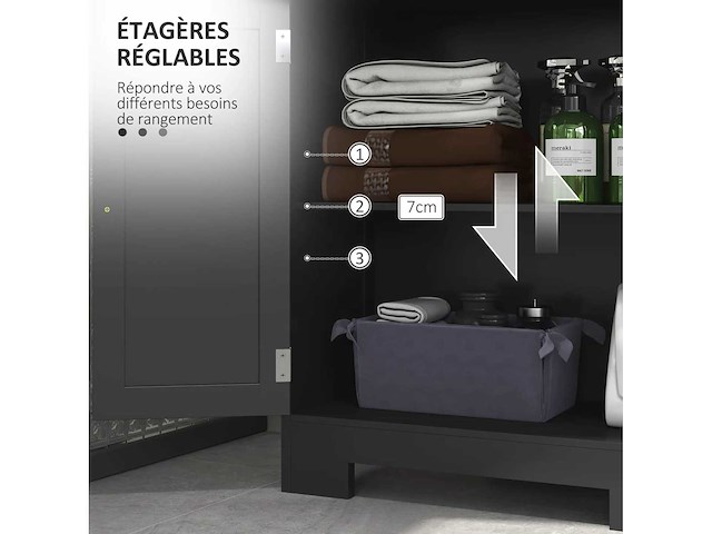 Meunite bas de salle de bain multi-rangement grande niche - afbeelding 6 van  9