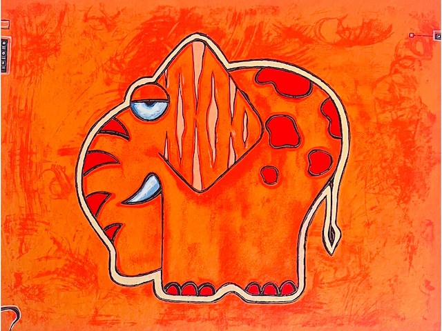 Michiel molenaar - elephant - kleurenzeefdruk - afbeelding 1 van  3