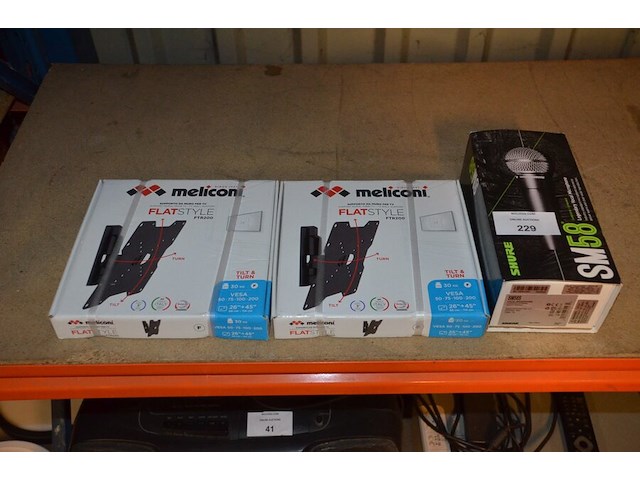 Microfoon shure sm58, 2 tv muurbeugels meliconi - afbeelding 1 van  9