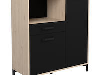 Microgolfkast felicity 100cm, 2 deuren & 1 lade - eikdecor/zwart - afbeelding 1 van  7