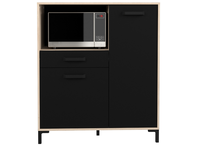 Microgolfkast felicity 100cm, 2 deuren & 1 lade - eikdecor/zwart - afbeelding 5 van  7