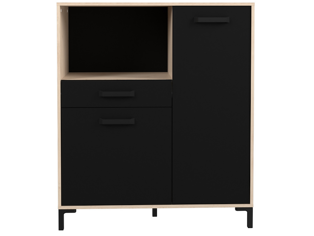 Microgolfkast felicity 100cm, 2 deuren & 1 lade - eikdecor/zwart - afbeelding 6 van  7