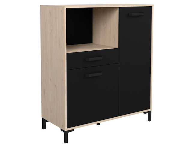 Microgolfkast felicity 100cm, 2 deuren & 1 lade - eikdecor/zwart - afbeelding 1 van  7