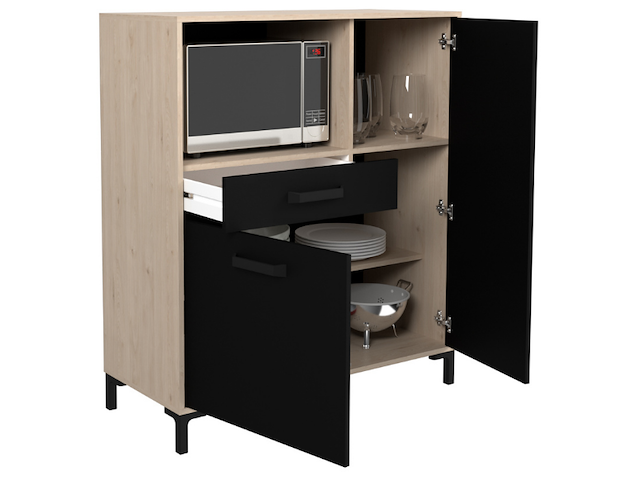 Microgolfkast felicity 100cm, 2 deuren & 1 lade - eikdecor/zwart - afbeelding 3 van  7
