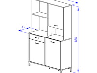 Microgolfkast manchester - 119x41x180cm - helvezia eiken design - afbeelding 6 van  7