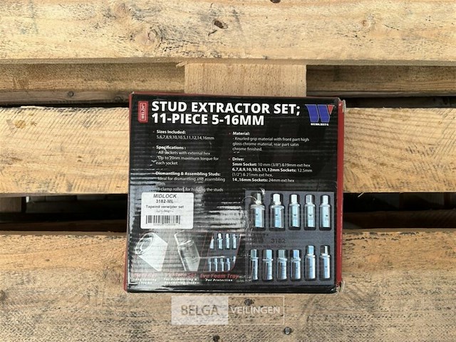 Midlock stud extractor set 11-piece 5-16mm - afbeelding 1 van  2