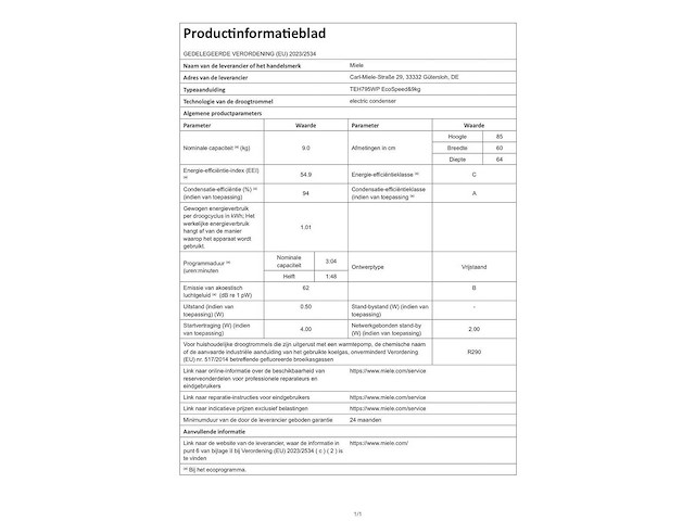 Miele teh795wp - nieuwe droogkast wamtepomp - afbeelding 10 van  16
