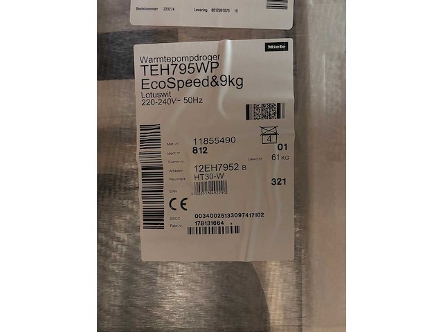 Miele teh795wp - nieuwe droogkast wamtepomp - afbeelding 8 van  16