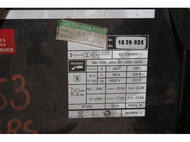 Mig lasapparaat, leon weld, mig 356 m digit, 400v, 300a, werking niet gekend - afbeelding 4 van  4