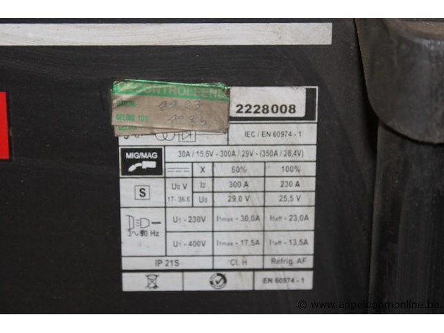 Mig/mag lasapparaat, leon welda, mig 356 micro, met af 56.4r h draadaanvoerunit, 300a, 230v/400v, werking niet gekend - afbeelding 3 van  6