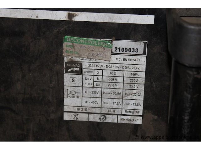 Mig/mag lasapparaat, leon welda, mig 356 micro, met af 56.4r h draadaanvoerunit, 300a, 230v/400v, werking niet gekend - afbeelding 3 van  5